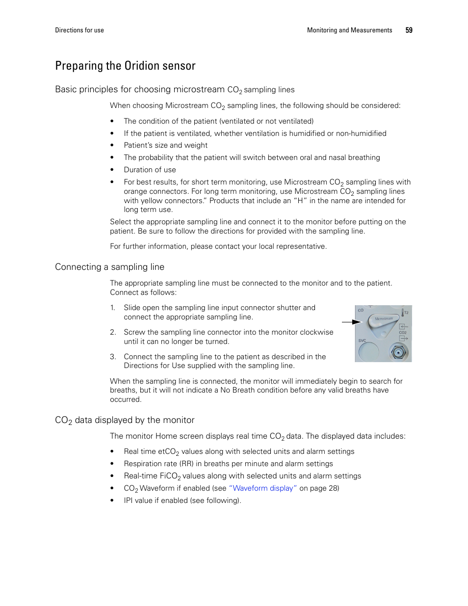 Preparing the oridion sensor | Welch Allyn 1500 Patient Monitor v.1.4.X - User Manual User Manual | Page 63 / 144