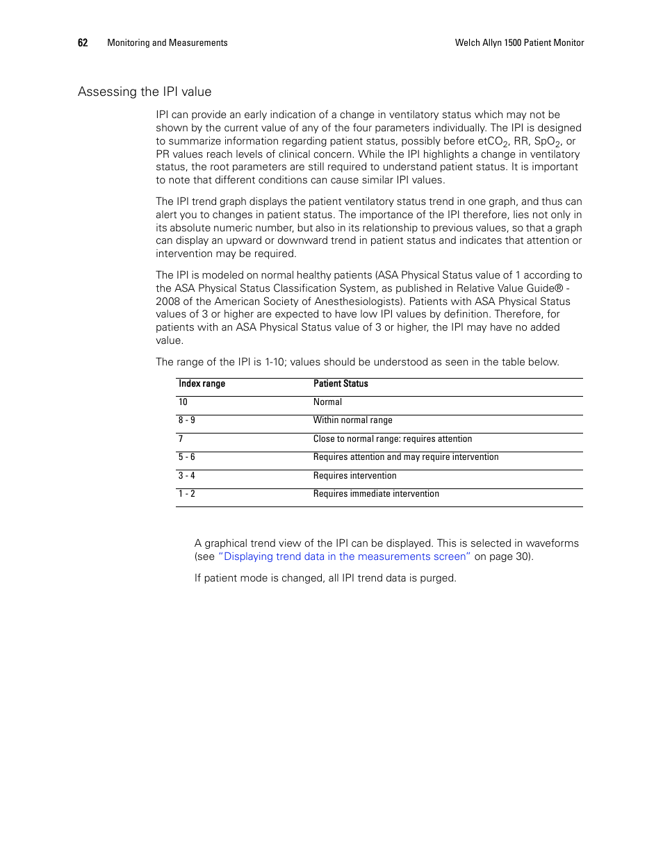 Assessing the ipi value | Welch Allyn 1500 Patient Monitor v.1.4.X - User Manual User Manual | Page 66 / 144