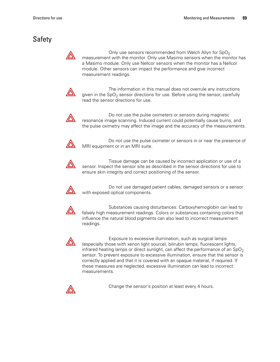 Safety | Welch Allyn 1500 Patient Monitor v.1.4.X - User Manual User Manual | Page 73 / 144