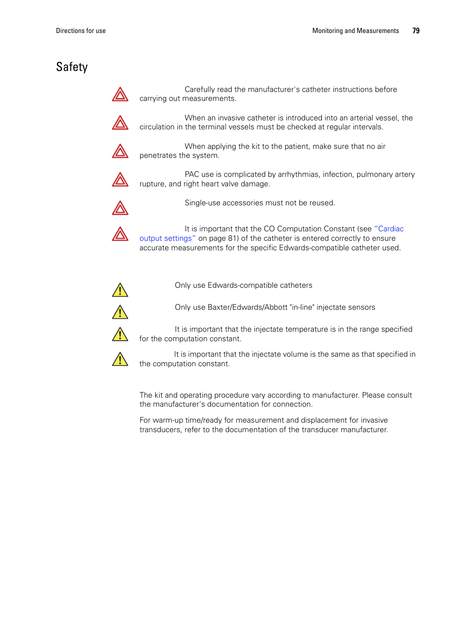 Safety | Welch Allyn 1500 Patient Monitor v.1.4.X - User Manual User Manual | Page 83 / 144