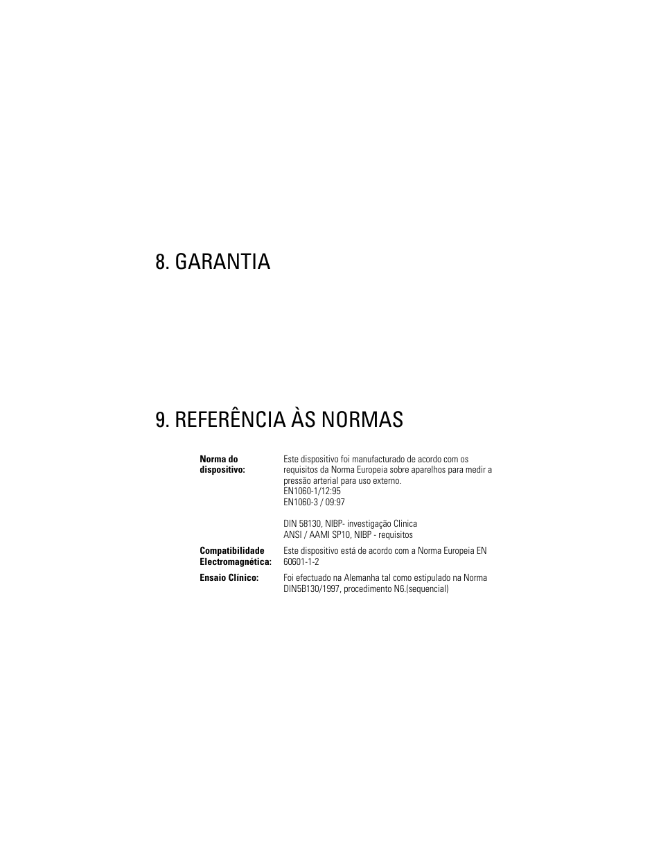 Garantia 9. referência às normas, Garantia, Referência às normas | Welch Allyn OSZ 3 Easy - User Manual User Manual | Page 100 / 104