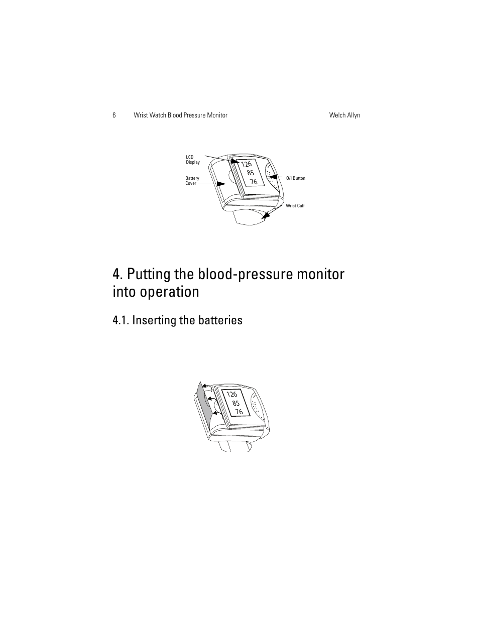 Putting the blood-pressure monitor into operation, Inserting the batteries | Welch Allyn OSZ 3 Easy - User Manual User Manual | Page 14 / 104