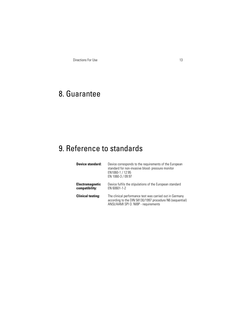 Guarantee, Reference to standards | Welch Allyn OSZ 3 Easy - User Manual User Manual | Page 21 / 104