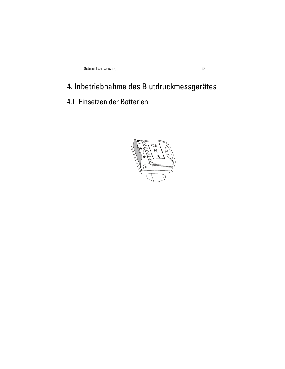 Inbetriebnahme des blutdruckmessgerätes, Einsetzen der batterien | Welch Allyn OSZ 3 Easy - User Manual User Manual | Page 29 / 104