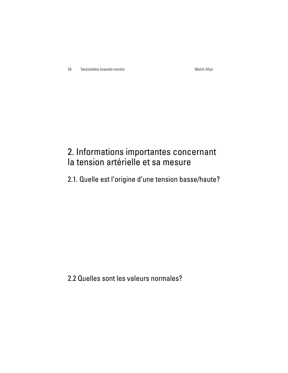 Quelle est l’origine d’une tension basse/haute, 2 quelles sont les valeurs normales | Welch Allyn OSZ 3 Easy - User Manual User Manual | Page 40 / 104