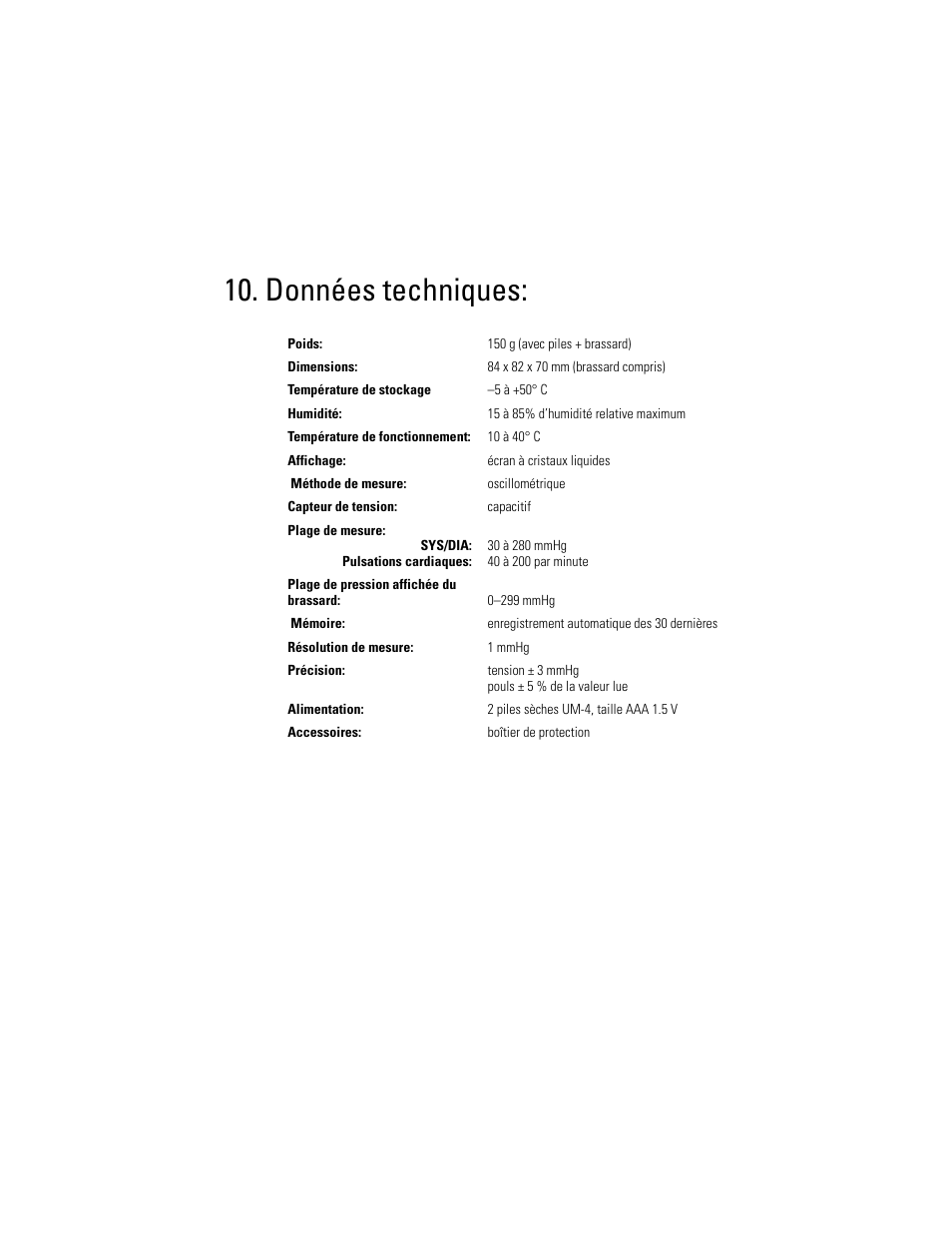 Données techniques | Welch Allyn OSZ 3 Easy - User Manual User Manual | Page 53 / 104
