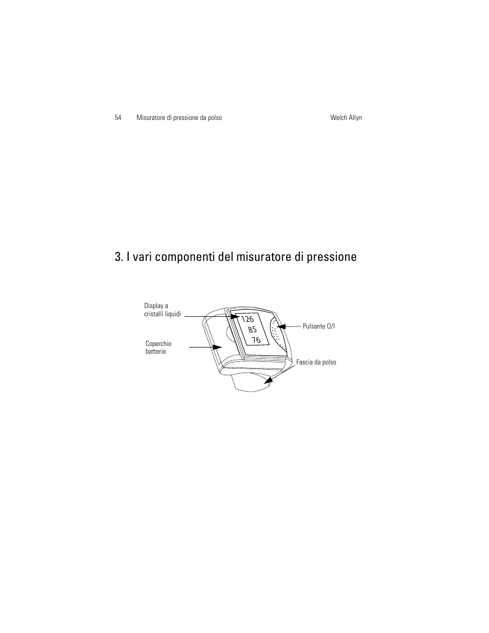 I vari componenti del misuratore di pressione | Welch Allyn OSZ 3 Easy - User Manual User Manual | Page 60 / 104
