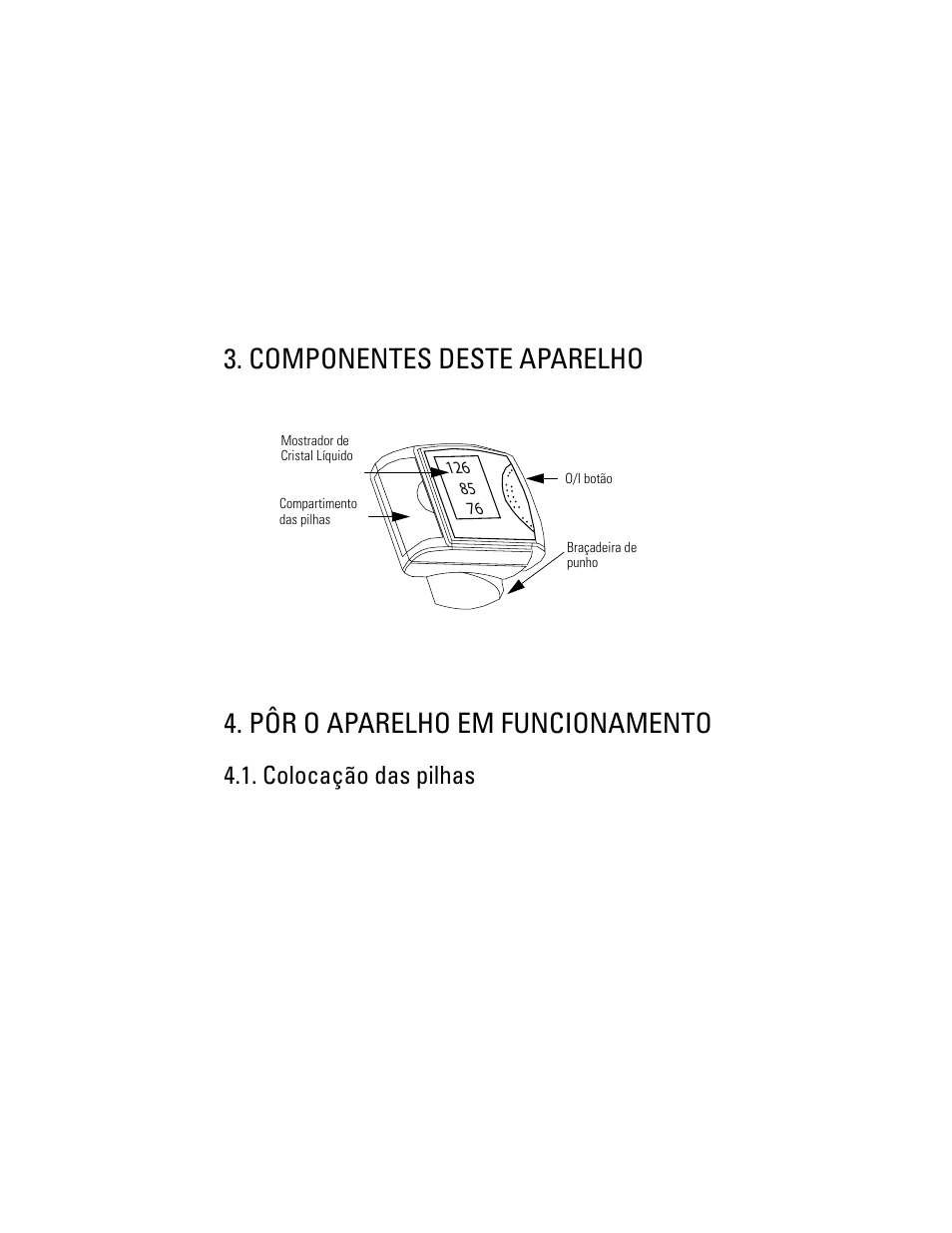 Colocação das pilhas, Componentes deste aparelho, Pôr o aparelho em funcionamento | Welch Allyn OSZ 3 Easy - User Manual User Manual | Page 92 / 104