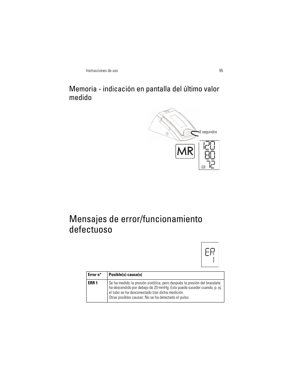 Mensajes de error/funcionamiento defectuoso | Welch Allyn OSZ 4 - User Manual User Manual | Page 103 / 130