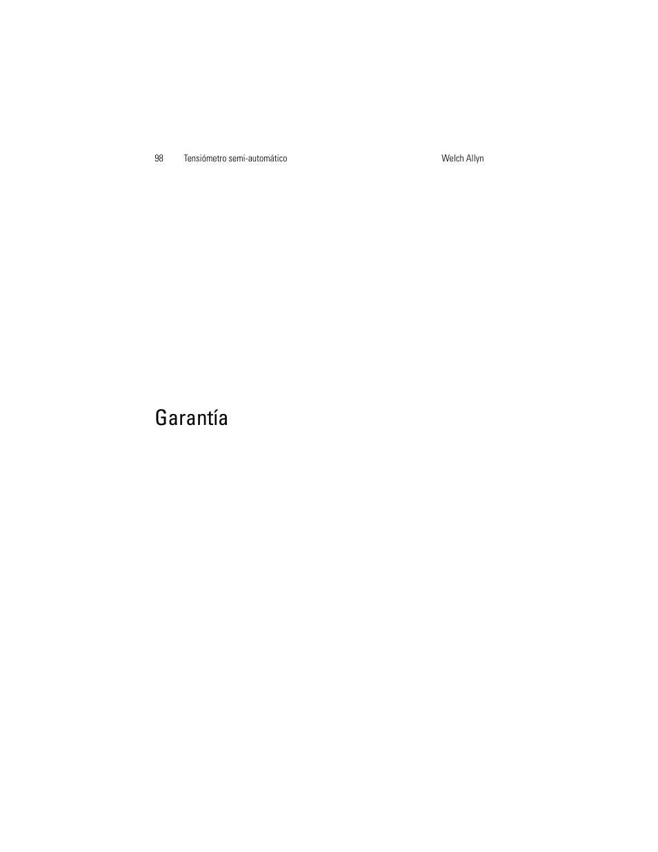 Garantía | Welch Allyn OSZ 4 - User Manual User Manual | Page 106 / 130