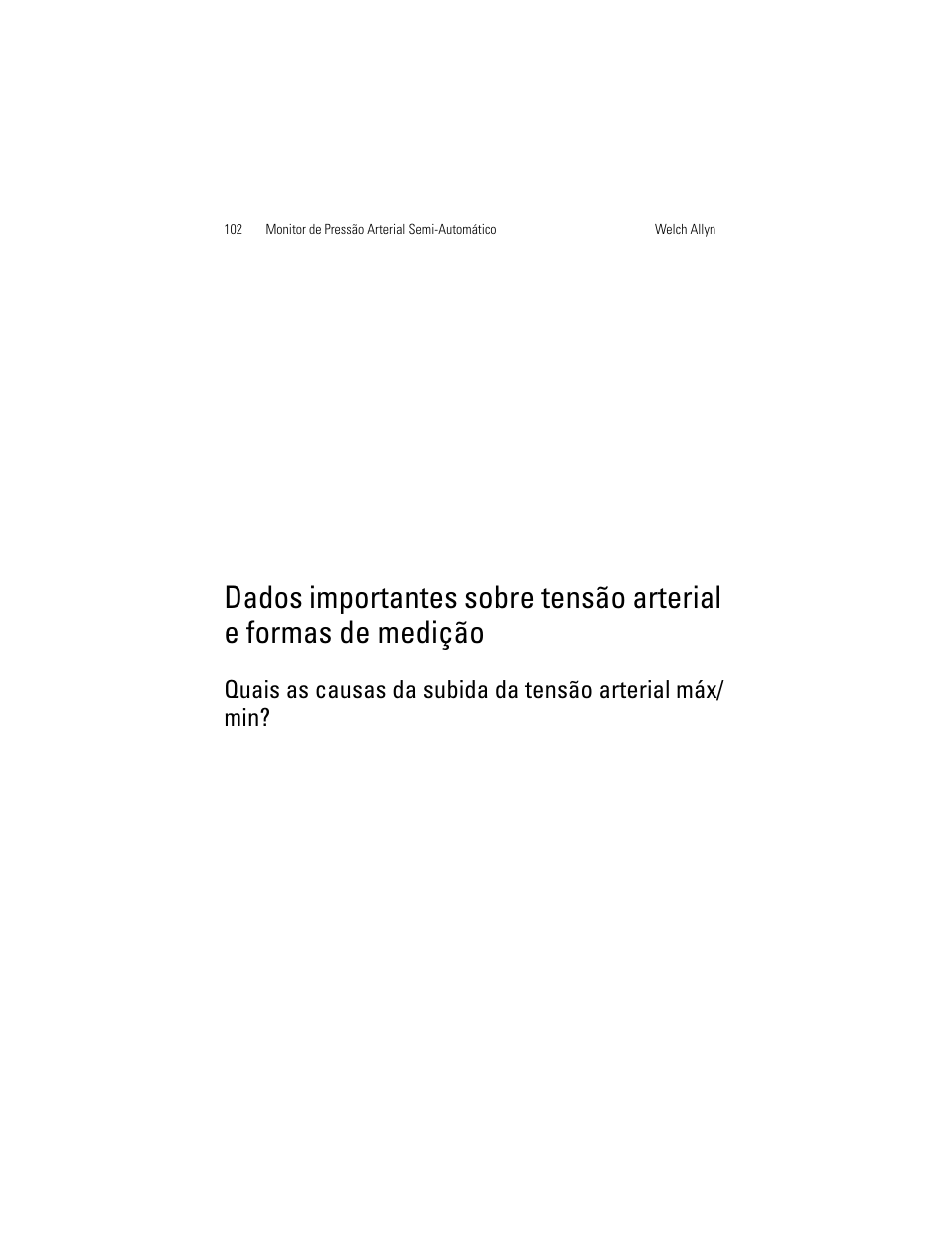 Dados importantes sobre tensão arterial e, Formas de medição | Welch Allyn OSZ 4 - User Manual User Manual | Page 110 / 130