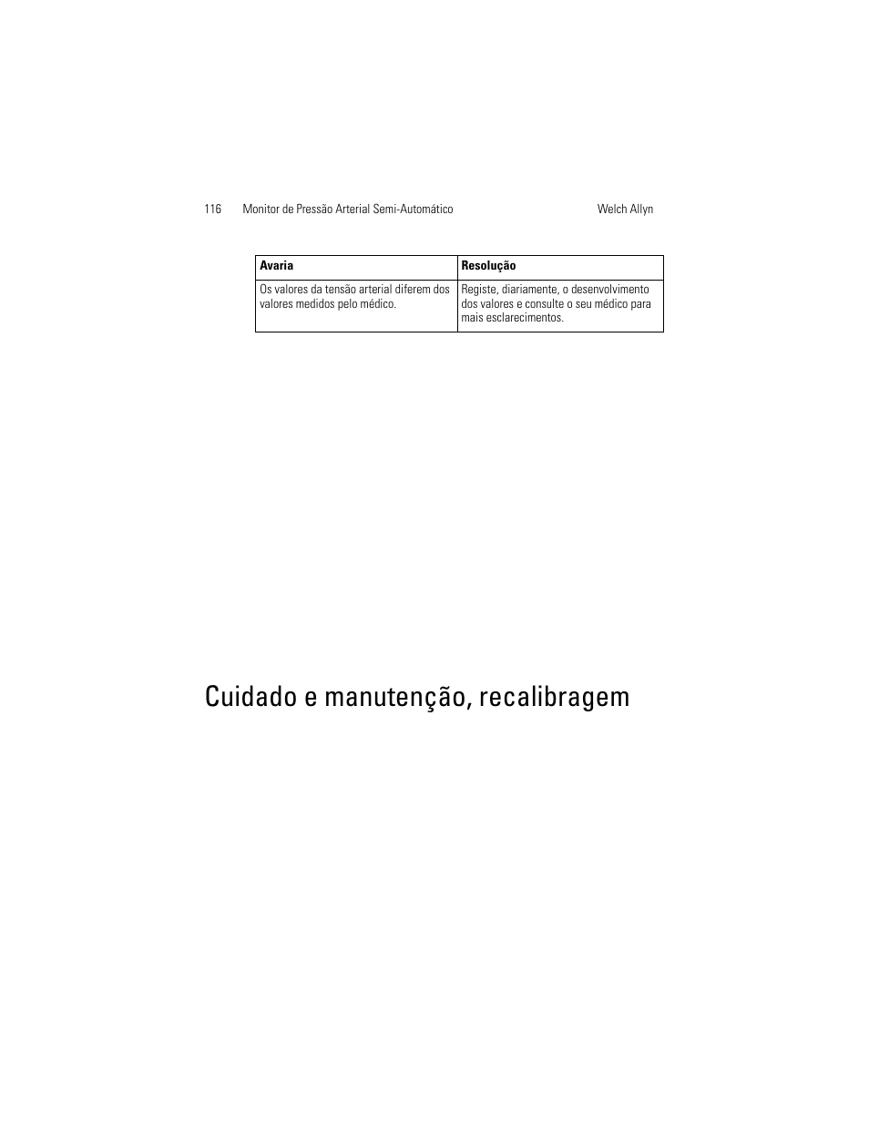 Cuidado e manutenção, recalibragem | Welch Allyn OSZ 4 - User Manual User Manual | Page 124 / 130