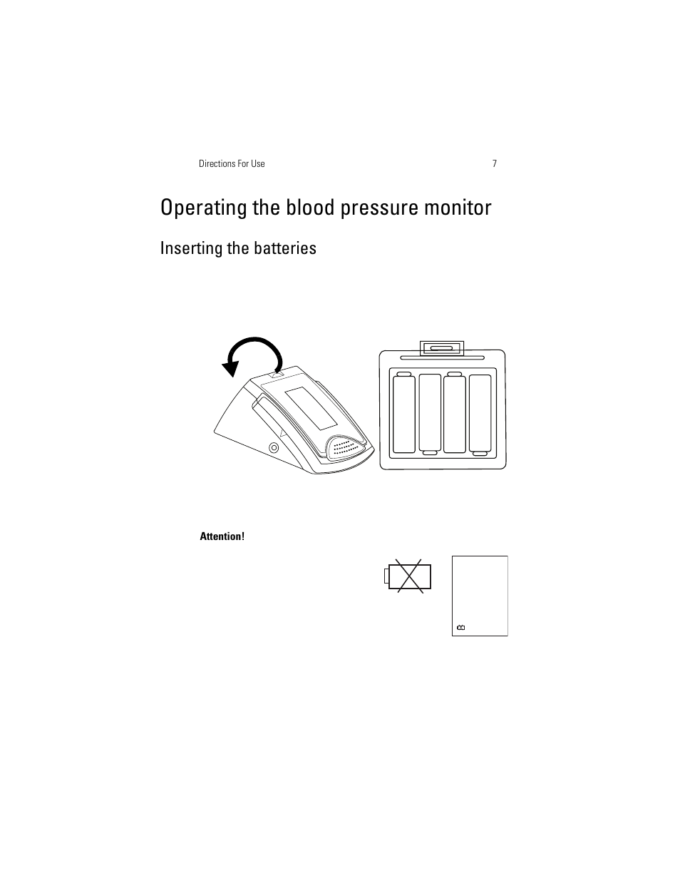 Operating the blood pressure monitor, Inserting the batteries | Welch Allyn OSZ 4 - User Manual User Manual | Page 15 / 130