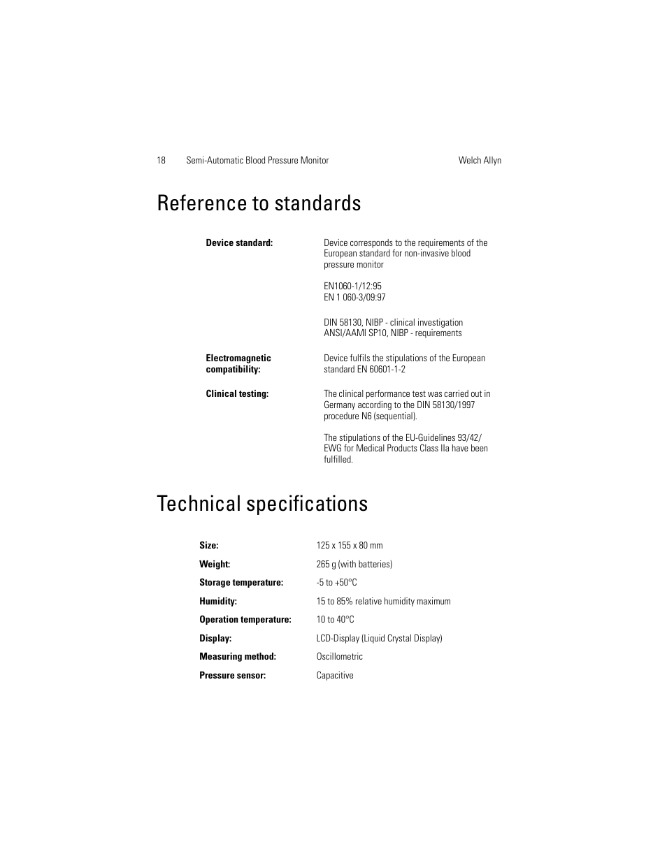 Reference to standards technical specifications | Welch Allyn OSZ 4 - User Manual User Manual | Page 26 / 130