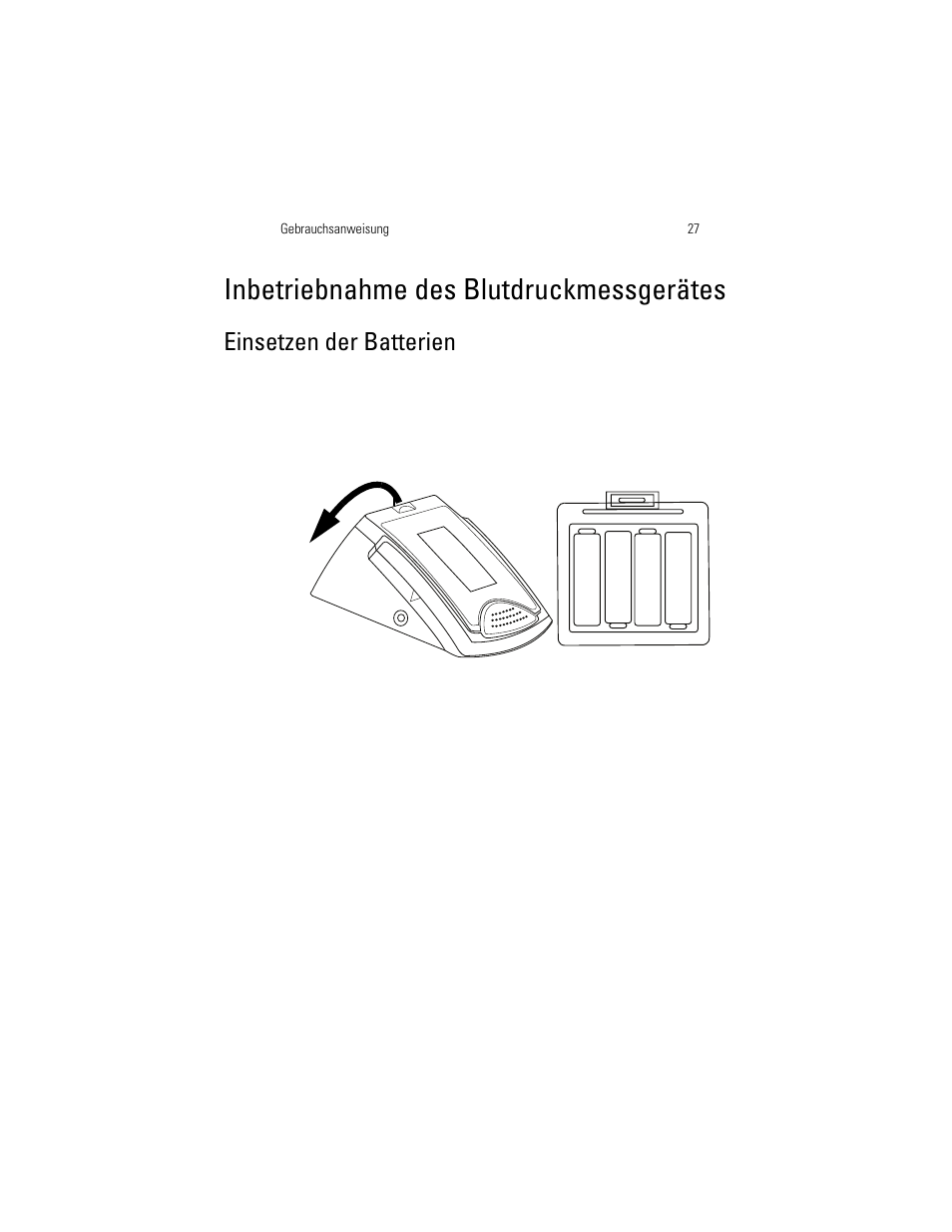 Inbetriebnahme des blutdruckmessgerätes, Einsetzen der batterien | Welch Allyn OSZ 4 - User Manual User Manual | Page 35 / 130