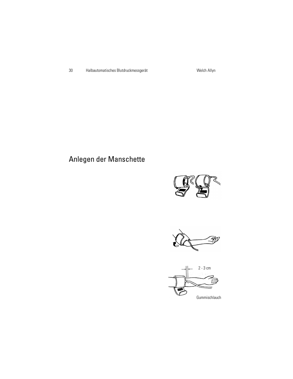 Anlegen der manschette | Welch Allyn OSZ 4 - User Manual User Manual | Page 38 / 130