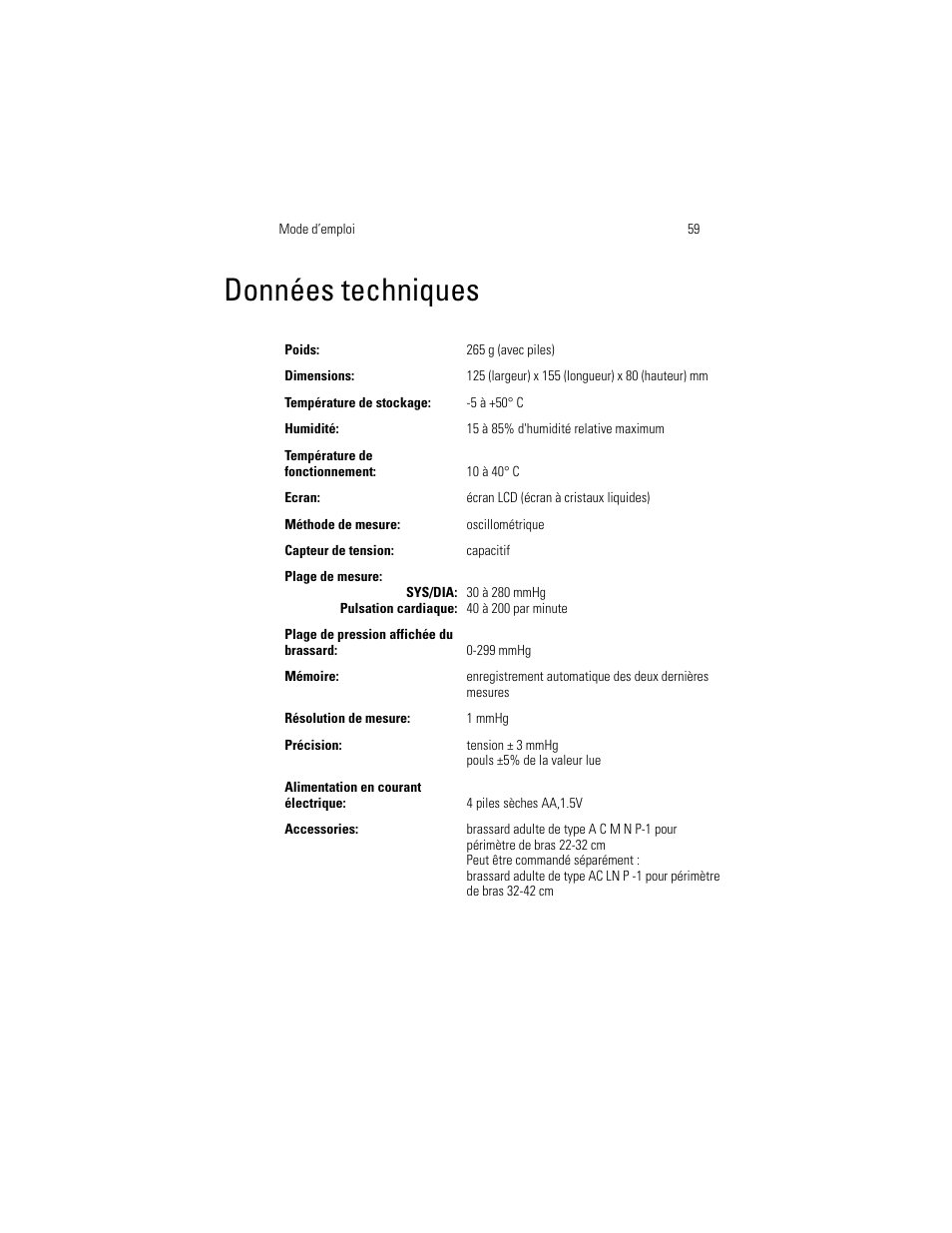 Données techniques | Welch Allyn OSZ 4 - User Manual User Manual | Page 67 / 130