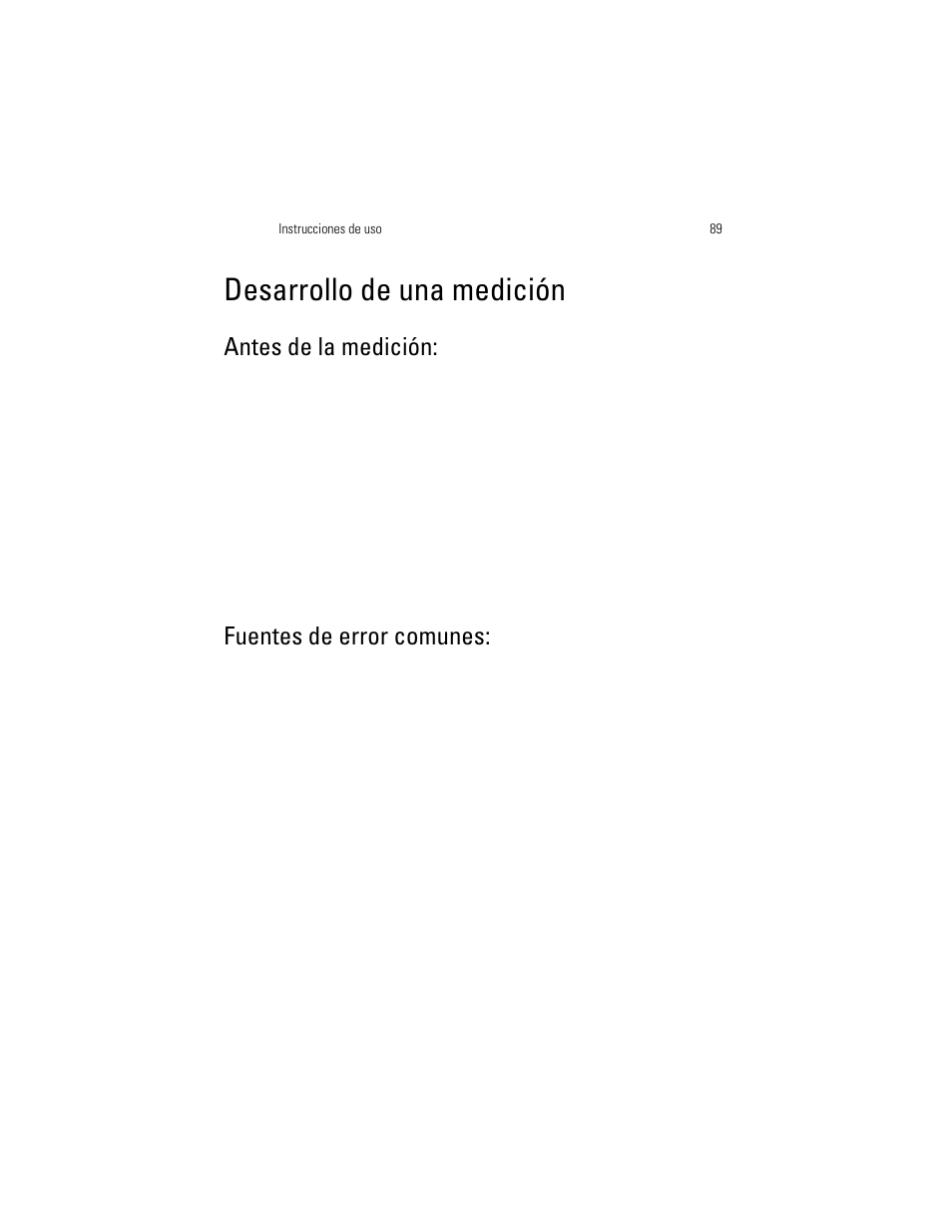 Desarrollo de una medición, Antes de la medición: fuentes de error comunes, Antes de la medición | Fuentes de error comunes | Welch Allyn OSZ 4 - User Manual User Manual | Page 97 / 130