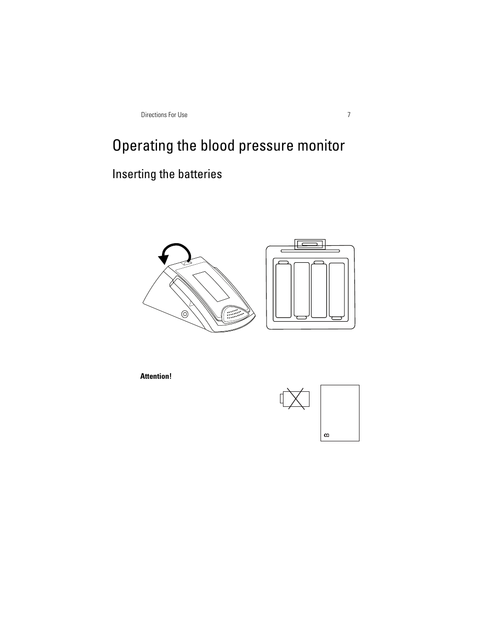 Operating the blood pressure monitor, Inserting the batteries | Welch Allyn OSZ 5 - User Manual User Manual | Page 15 / 124