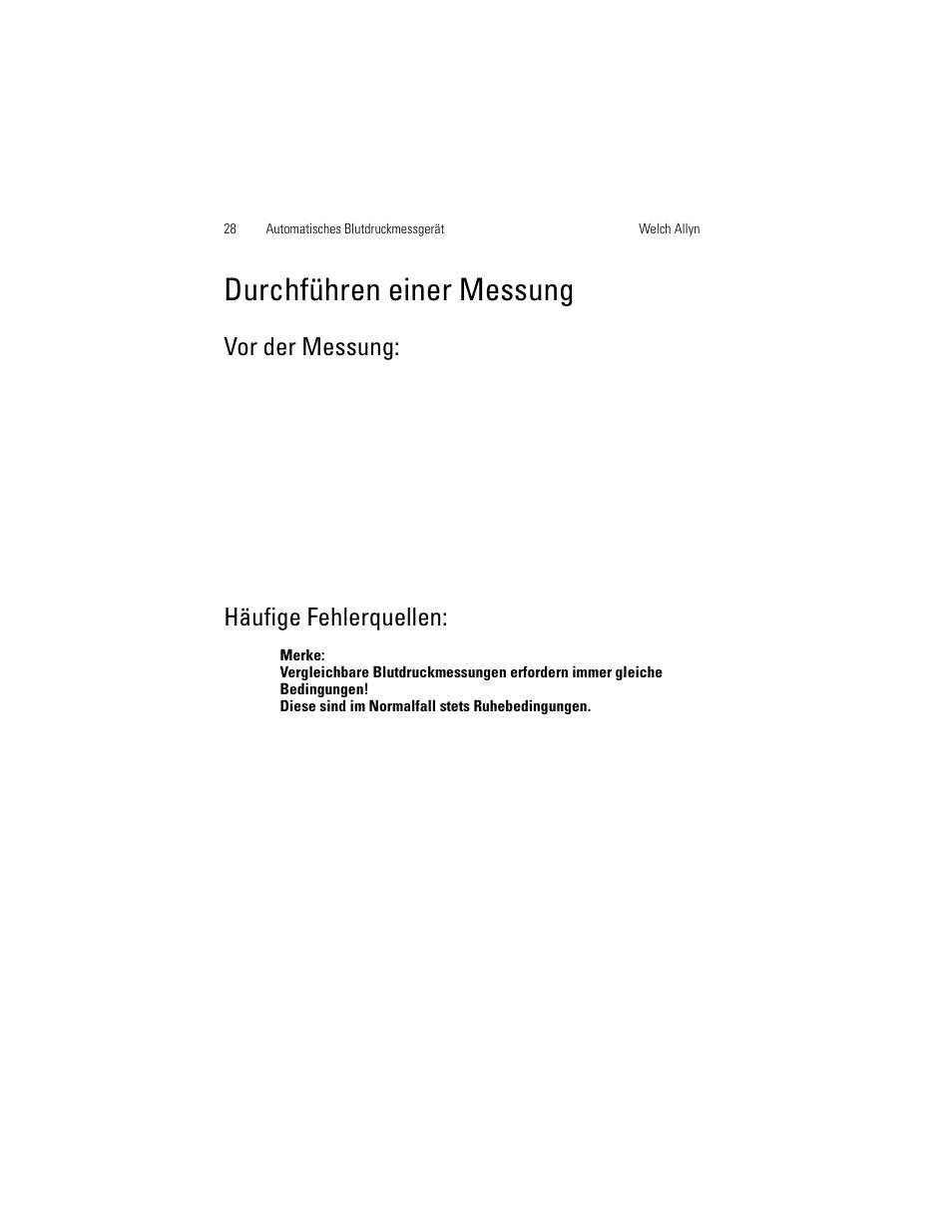 Durchführen einer messung, Vor der messung, Häufige fehlerquellen | Welch Allyn OSZ 5 - User Manual User Manual | Page 36 / 124
