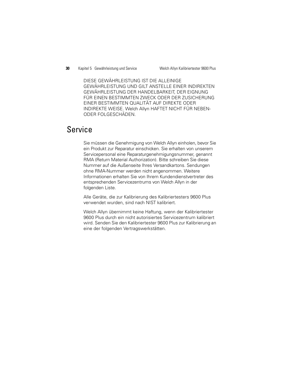 Service | Welch Allyn 9600 Plus Calibration Tester - User Manual User Manual | Page 100 / 106