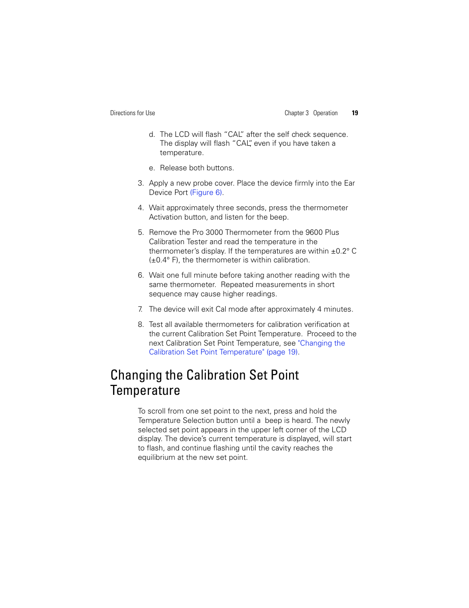 Changing the calibration set point temperature, Changing the | Welch Allyn 9600 Plus Calibration Tester - User Manual User Manual | Page 25 / 106