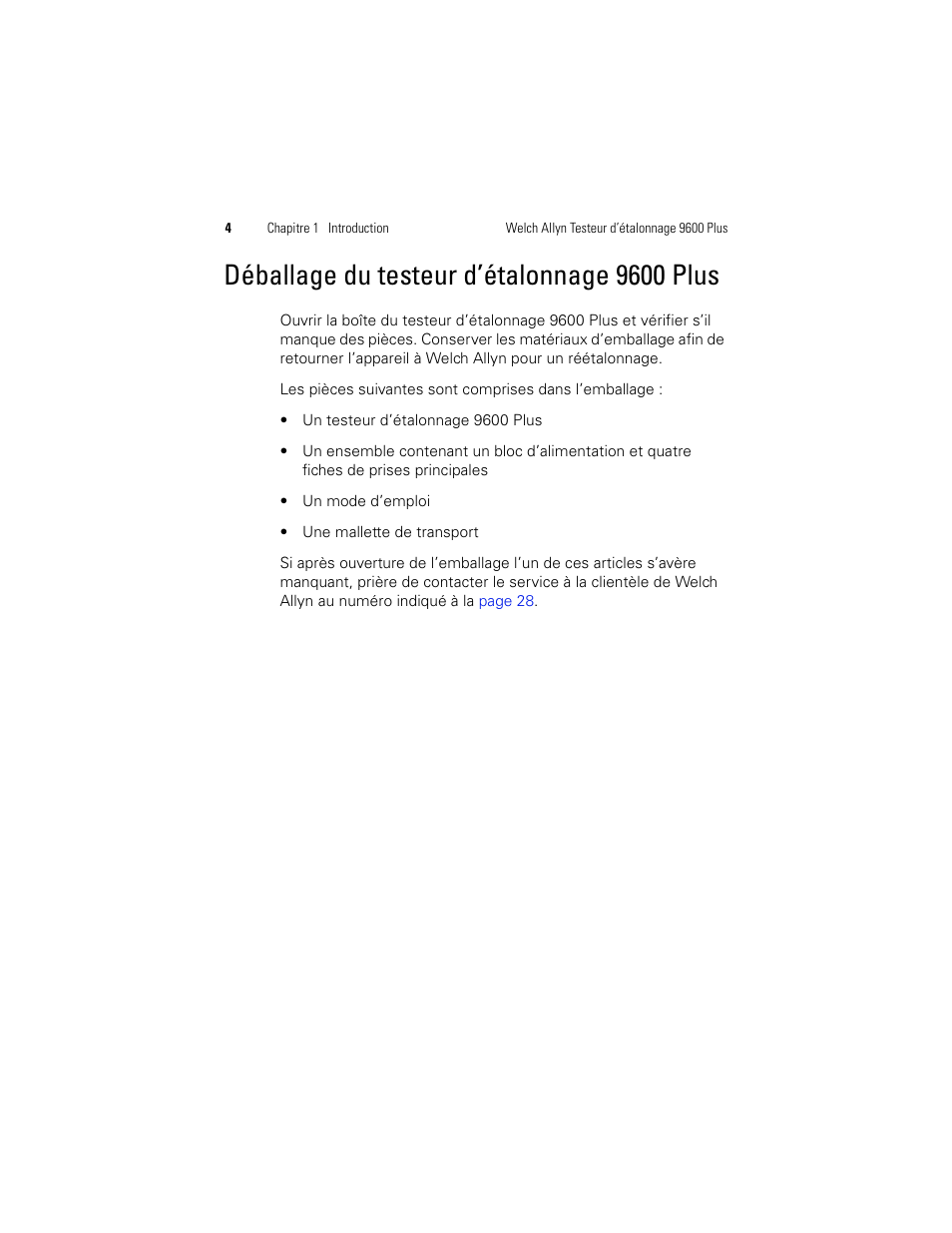 Déballage du testeur d’étalonnage 9600 plus | Welch Allyn 9600 Plus Calibration Tester - User Manual User Manual | Page 42 / 106
