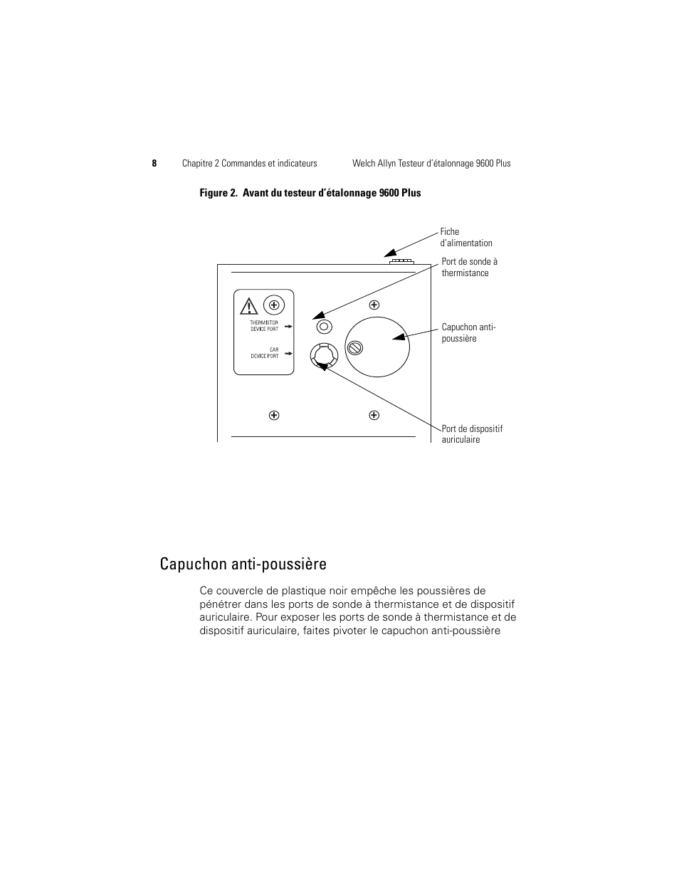 Capuchon anti-poussière | Welch Allyn 9600 Plus Calibration Tester - User Manual User Manual | Page 46 / 106