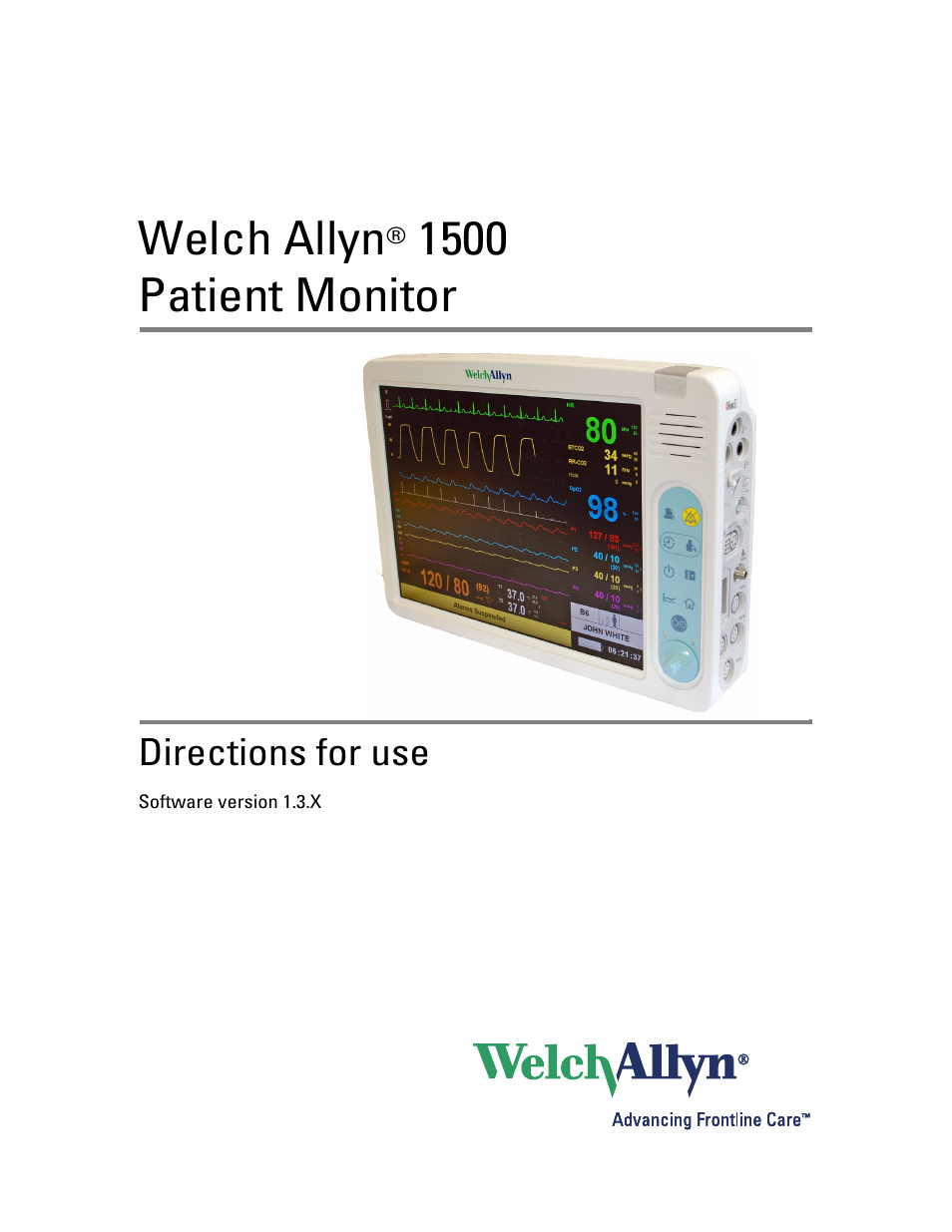 Welch Allyn 1500 Patient Monitor v.1.3.X - User Manual User Manual | 134 pages