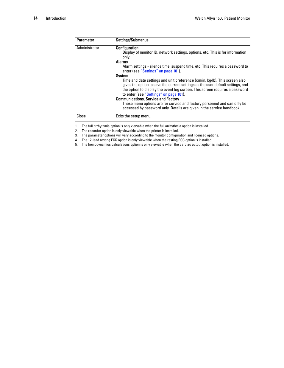 Welch Allyn 1500 Patient Monitor v.1.3.X - User Manual User Manual | Page 18 / 134