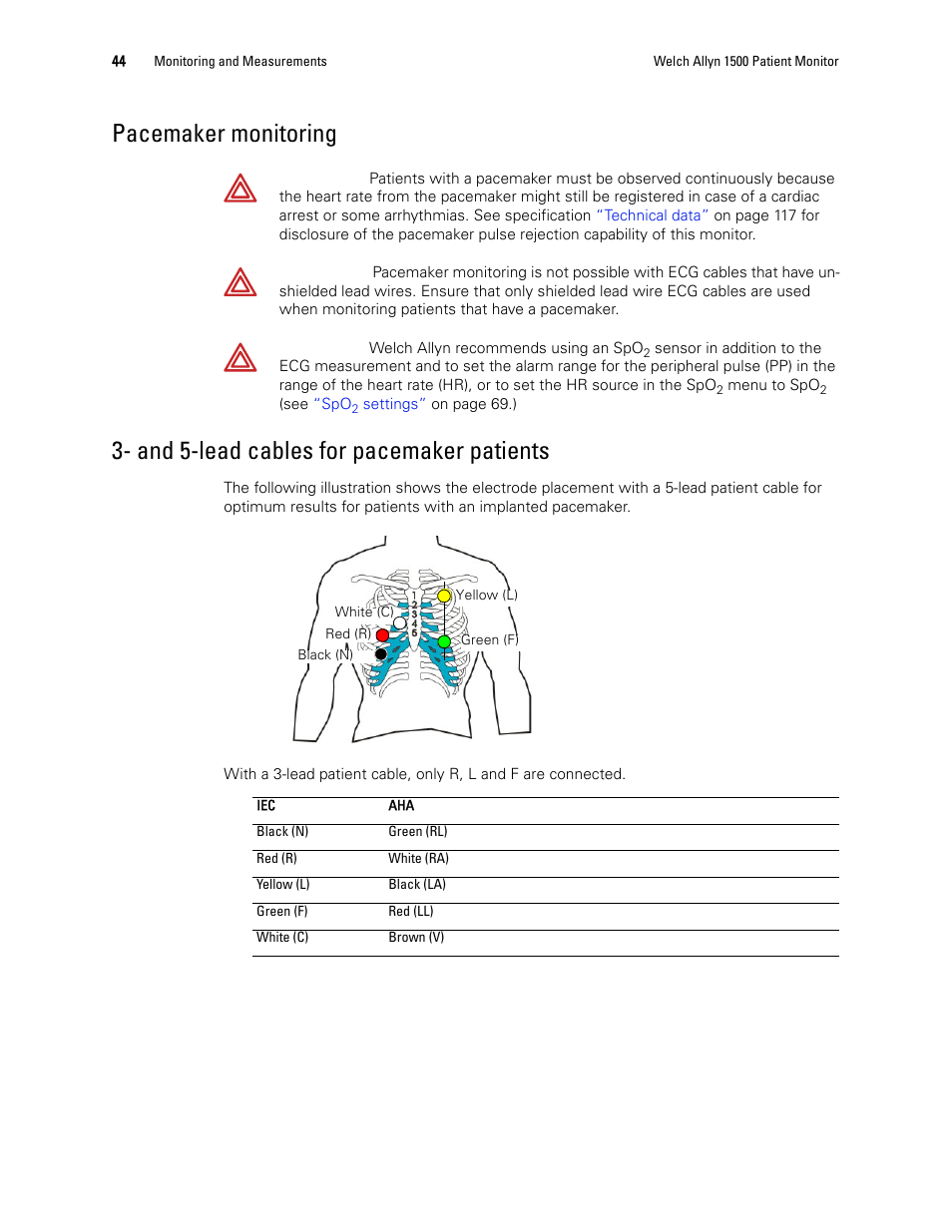 Welch Allyn 1500 Patient Monitor v.1.3.X - User Manual User Manual | Page 48 / 134