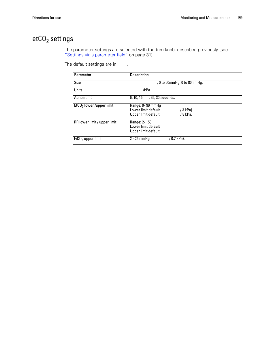 Etco, Settings | Welch Allyn 1500 Patient Monitor v.1.3.X - User Manual User Manual | Page 63 / 134