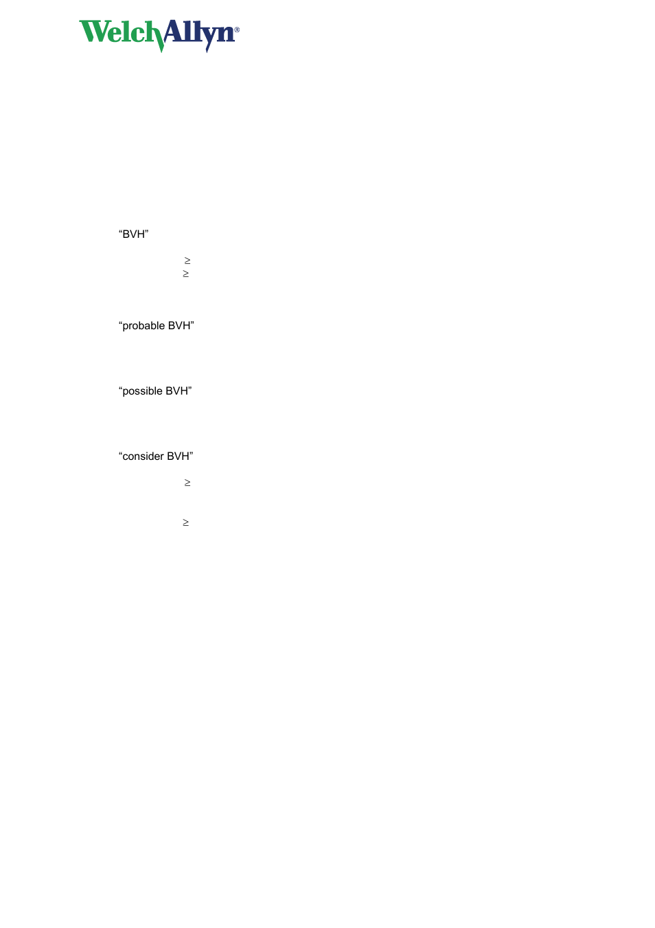 Cardioperfect workstation, 12 biventricular hypertrophy (bvh) | Welch Allyn Cardioperfect Workstation, PEDMEANS ECG Interpretation Module - Physicians - User Manual User Manual | Page 20 / 55