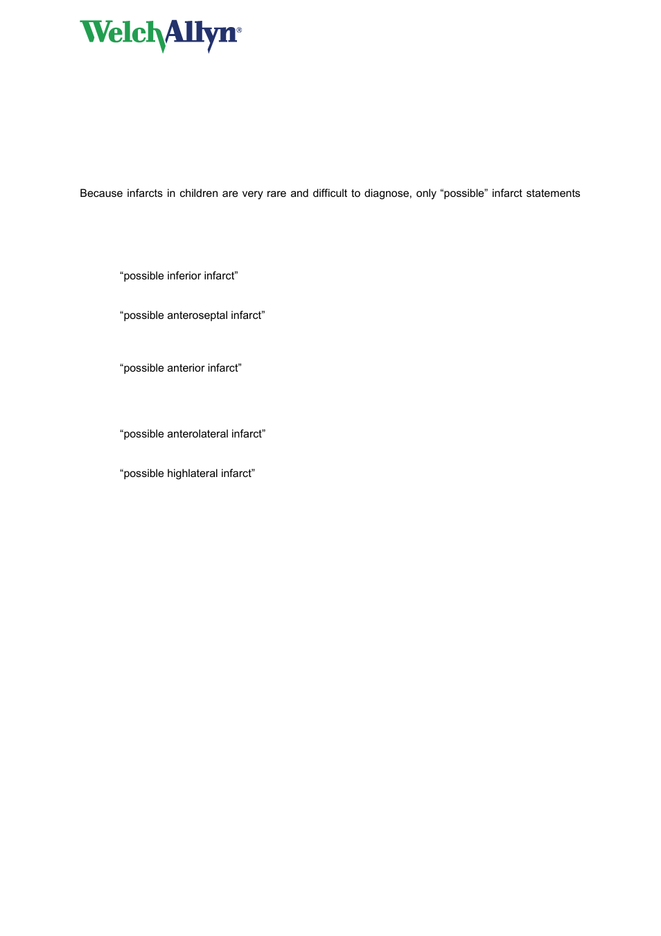 Cardioperfect workstation, 13 myocardial infarction | Welch Allyn Cardioperfect Workstation, PEDMEANS ECG Interpretation Module - Physicians - User Manual User Manual | Page 21 / 55