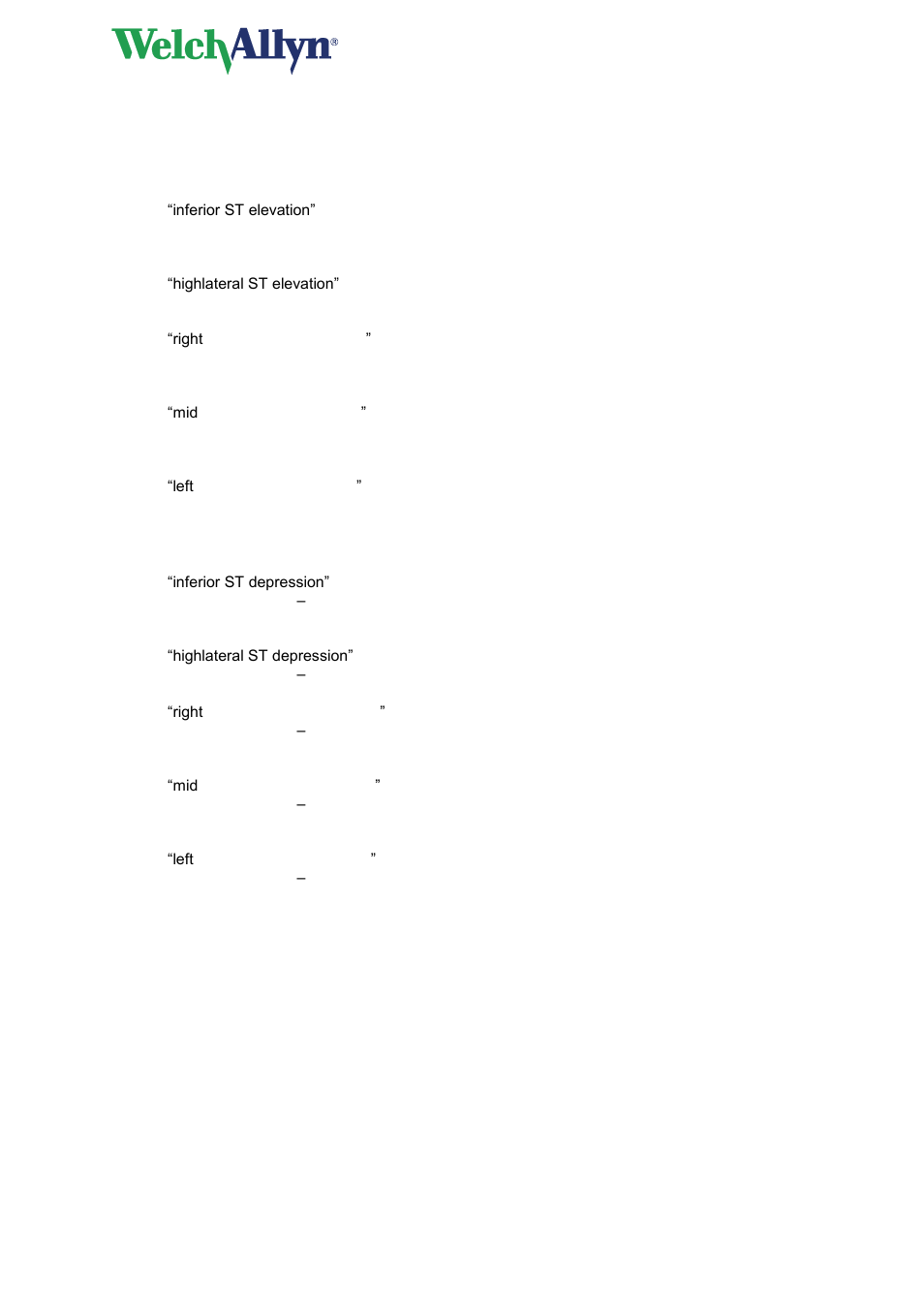 Cardioperfect workstation, 14 st elevation, 15 st depression | Welch Allyn Cardioperfect Workstation, PEDMEANS ECG Interpretation Module - Physicians - User Manual User Manual | Page 22 / 55