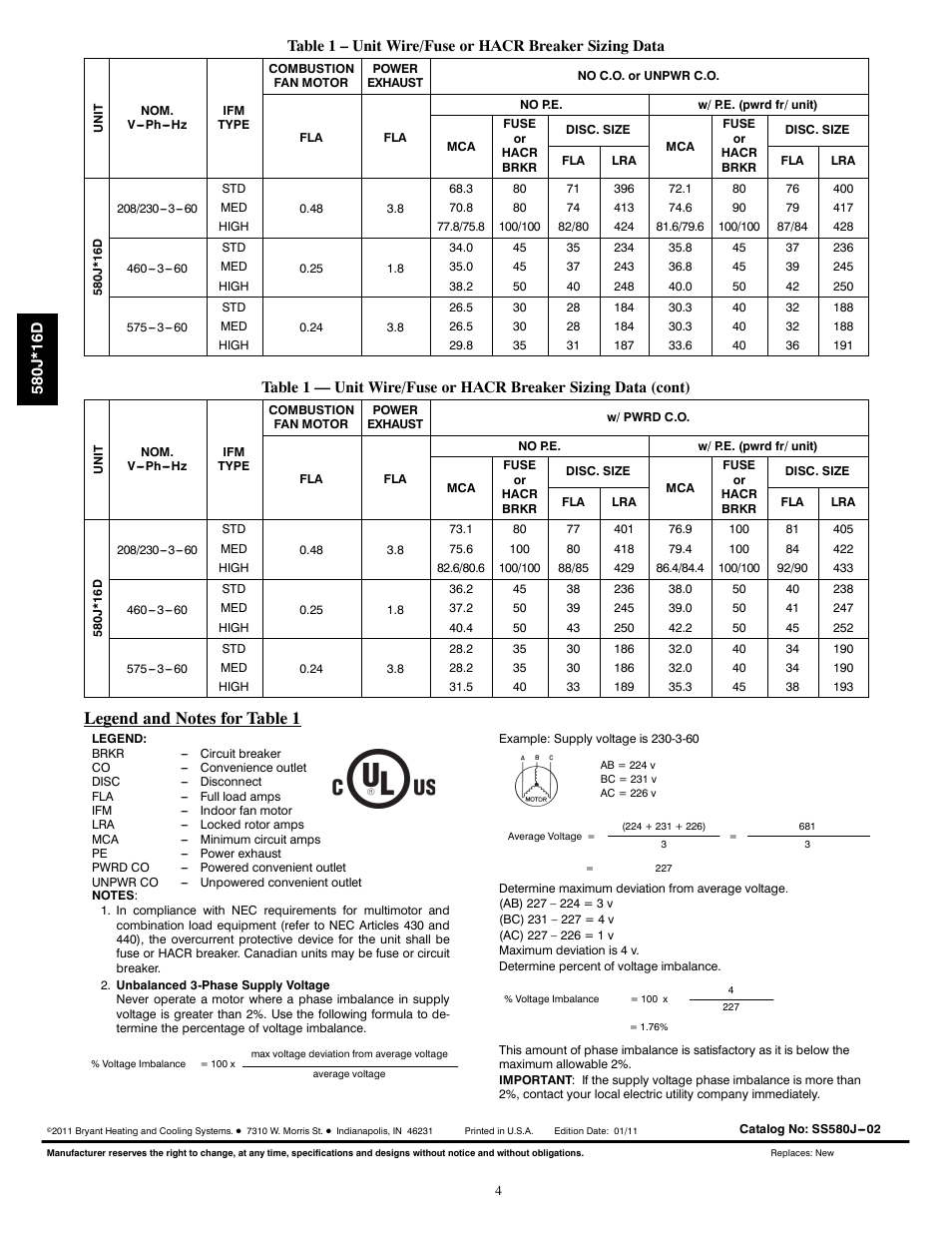 Bryant 580J*16D User Manual | Page 4 / 4