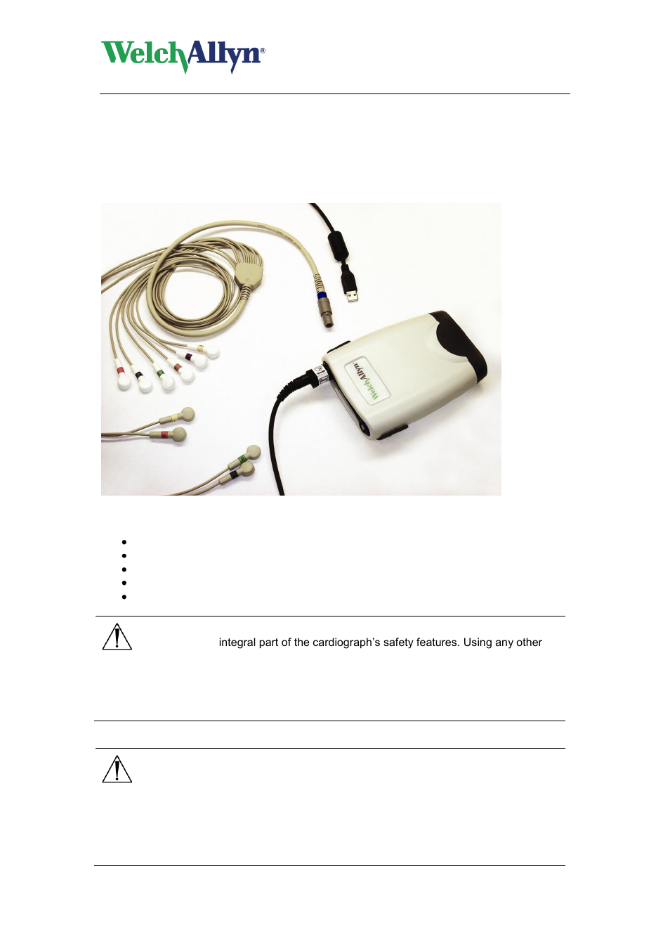 About the cardioperfect pro cardiograph, Cardioperfect, Pro ecg recorder - user manual | Caution, Warning | Welch Allyn Cardioperfect PRO ECG Recorder - User Manual User Manual | Page 11 / 26