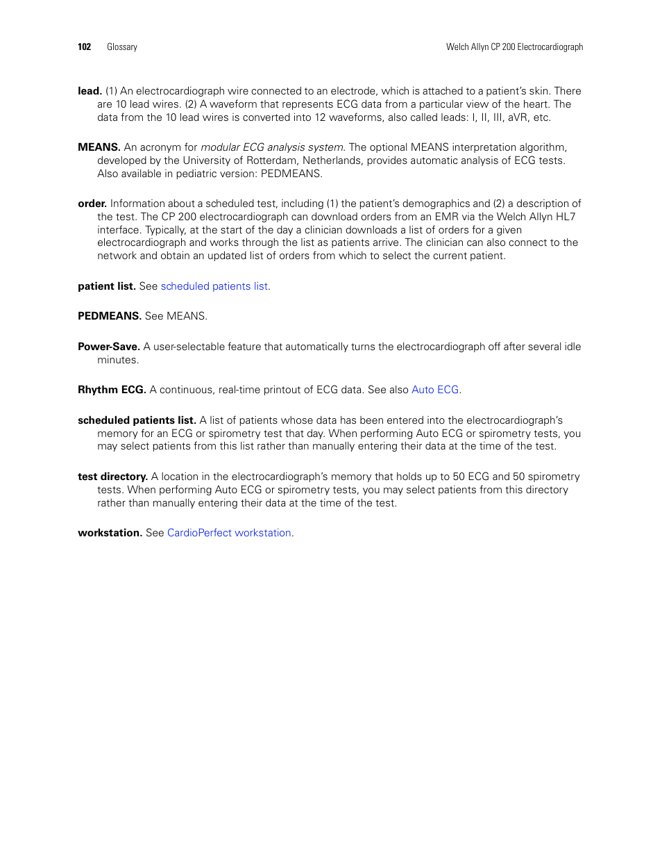 Welch Allyn CP 200 12-Lead Resting Electrocardiograph - User Manual User Manual | Page 106 / 112