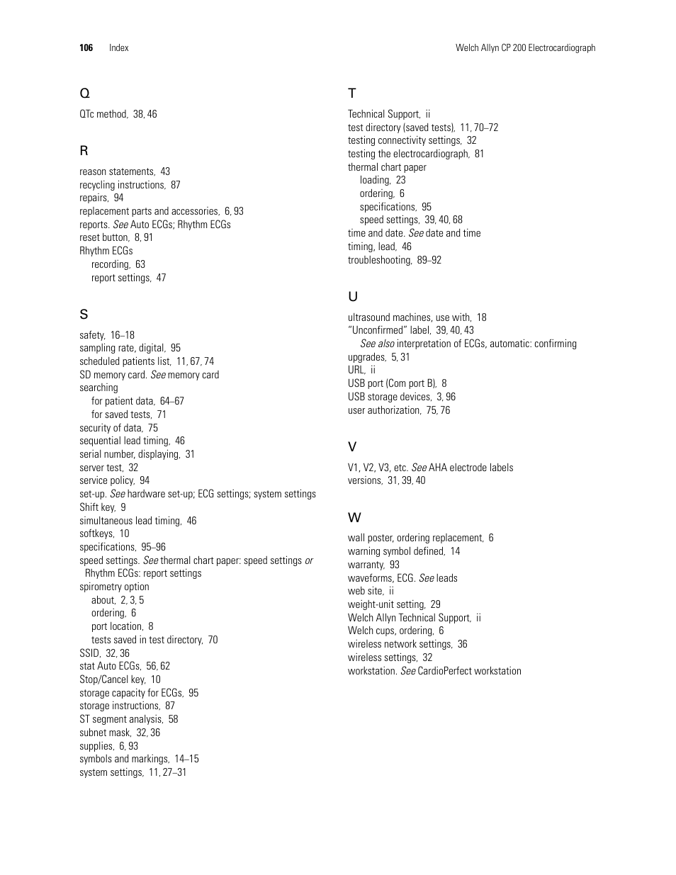 Welch Allyn CP 200 12-Lead Resting Electrocardiograph - User Manual User Manual | Page 110 / 112