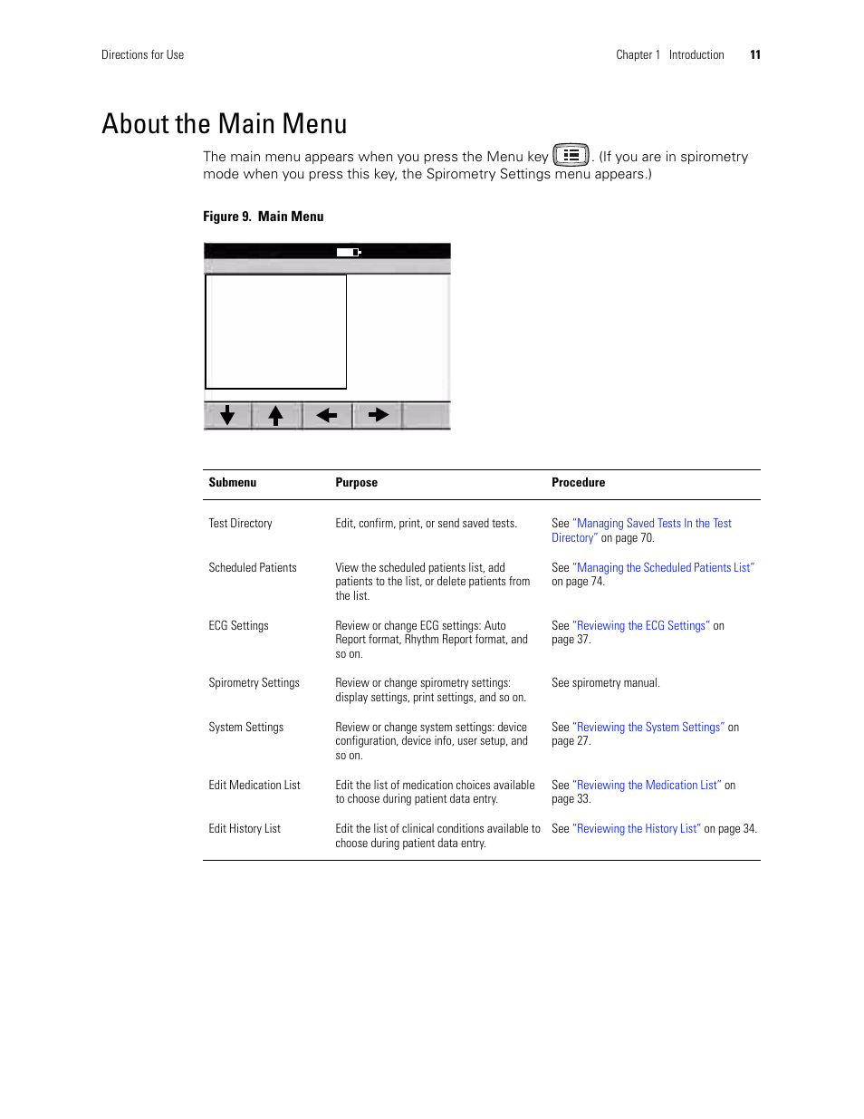 About the main menu | Welch Allyn CP 200 12-Lead Resting Electrocardiograph - User Manual User Manual | Page 15 / 112