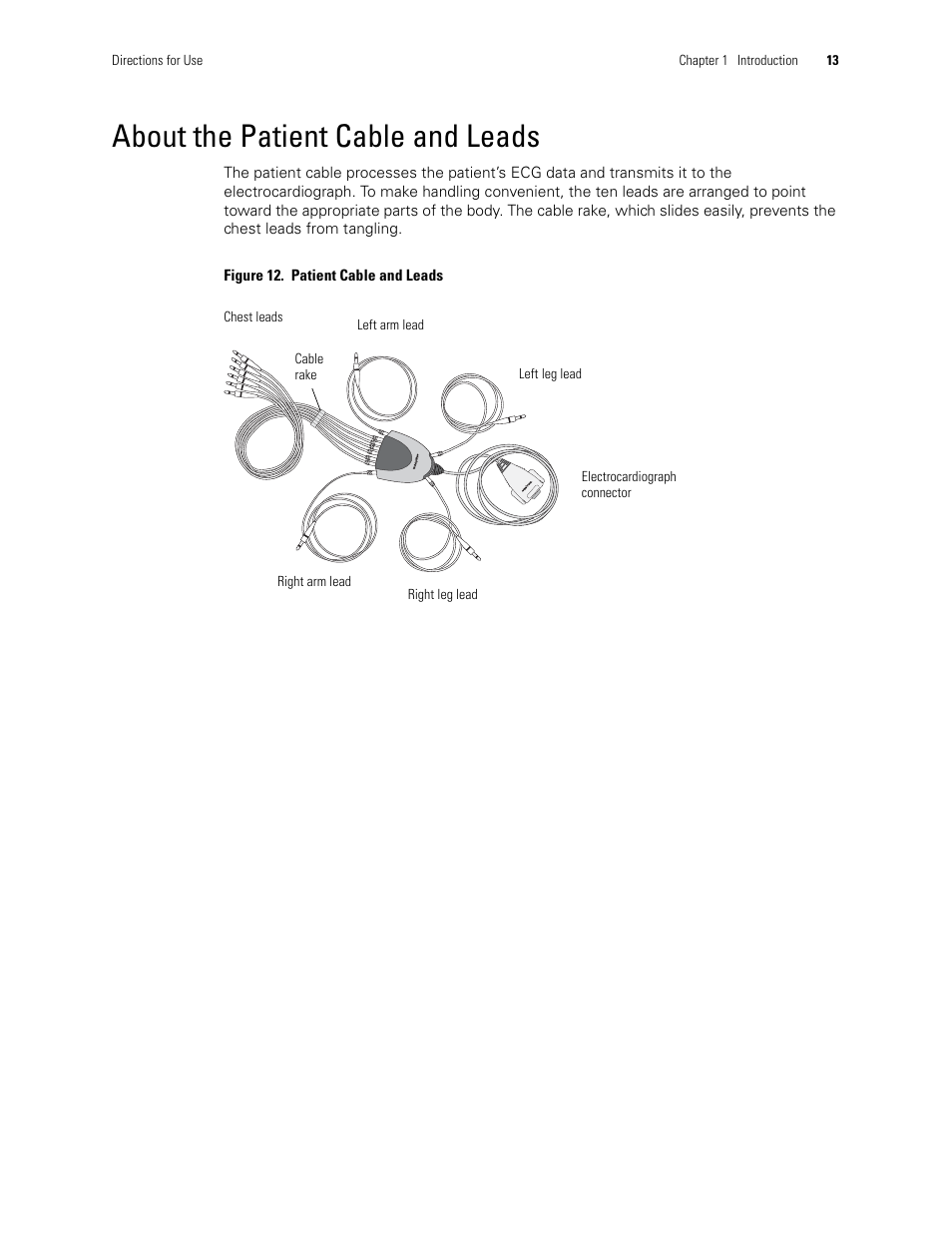 About the patient cable and leads | Welch Allyn CP 200 12-Lead Resting Electrocardiograph - User Manual User Manual | Page 17 / 112