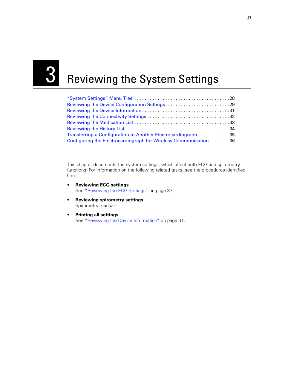 Reviewing the system settings, 3 - reviewing the system settings | Welch Allyn CP 200 12-Lead Resting Electrocardiograph - User Manual User Manual | Page 31 / 112