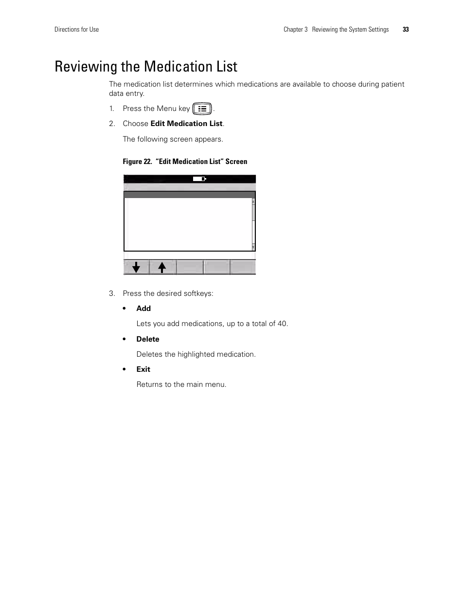 Reviewing the medication list | Welch Allyn CP 200 12-Lead Resting Electrocardiograph - User Manual User Manual | Page 37 / 112