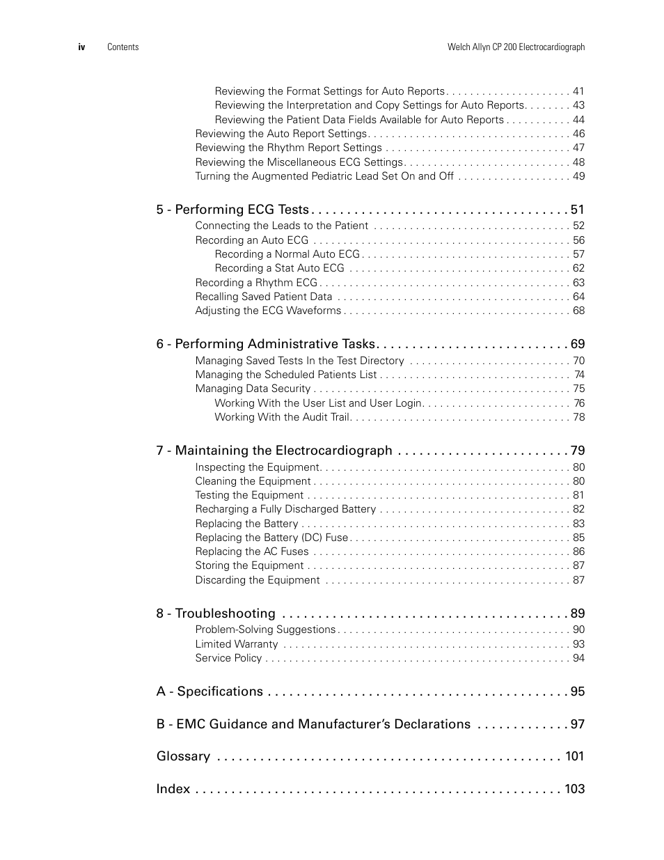 Welch Allyn CP 200 12-Lead Resting Electrocardiograph - User Manual User Manual | Page 4 / 112