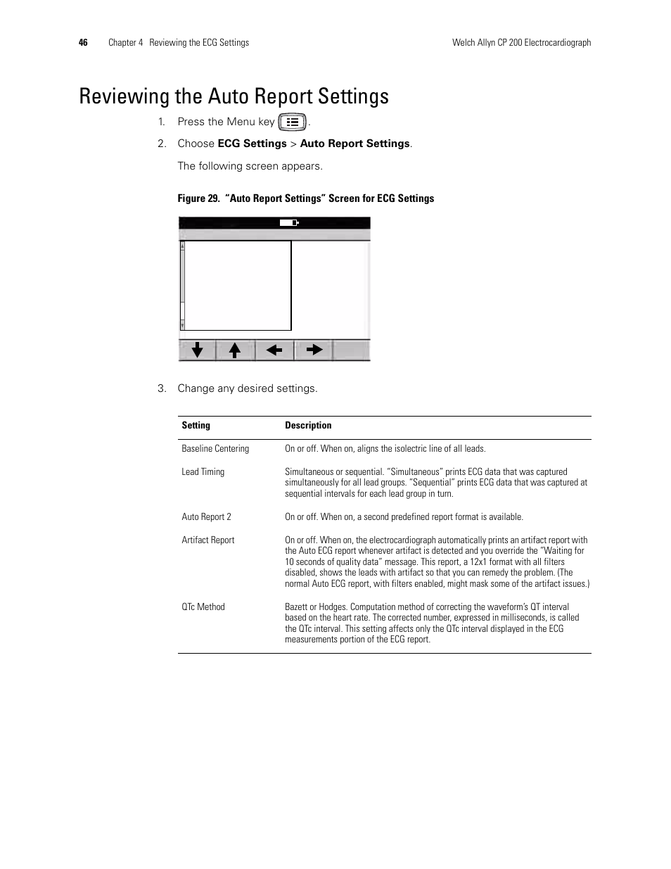 Reviewing the auto report settings | Welch Allyn CP 200 12-Lead Resting Electrocardiograph - User Manual User Manual | Page 50 / 112