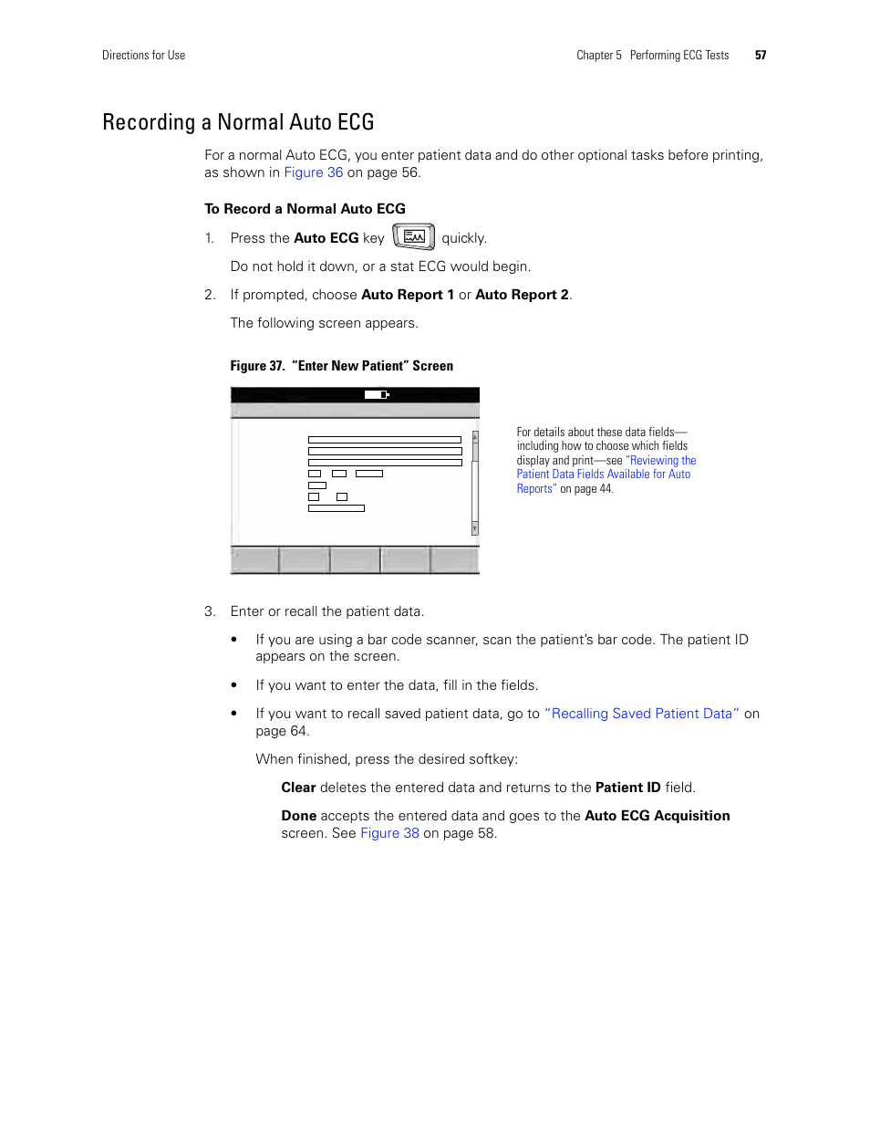 Recording a normal auto ecg, Figure 37 | Welch Allyn CP 200 12-Lead Resting Electrocardiograph - User Manual User Manual | Page 61 / 112