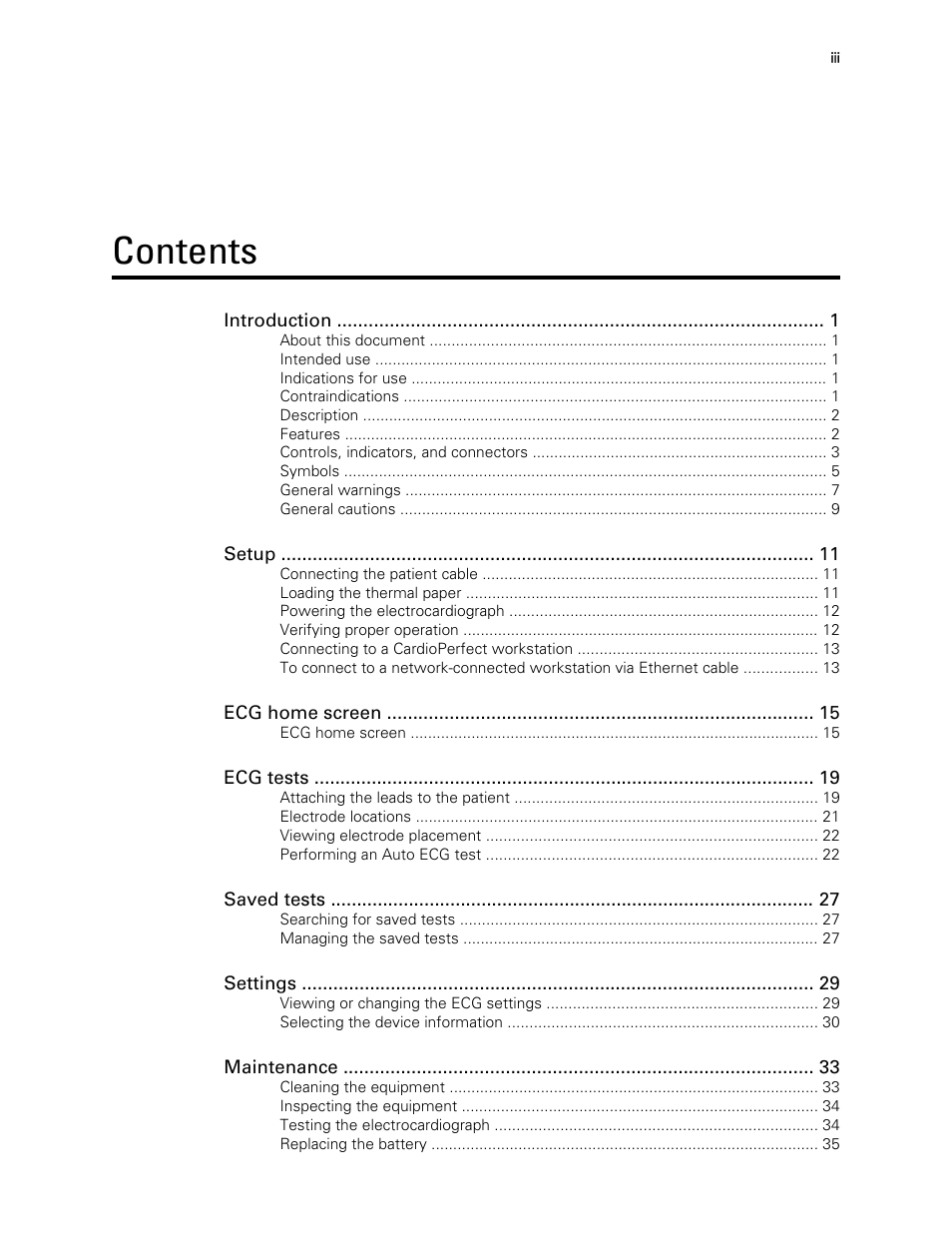 Welch Allyn CP 150 12-lead resting electrocardiograph v.1.00.XX - User Manual User Manual | Page 3 / 58