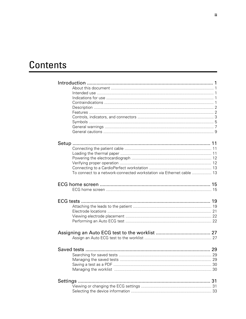 Welch Allyn CP 150 12-lead resting electrocardiograph v.2.00.XX - User Manual User Manual | Page 3 / 58