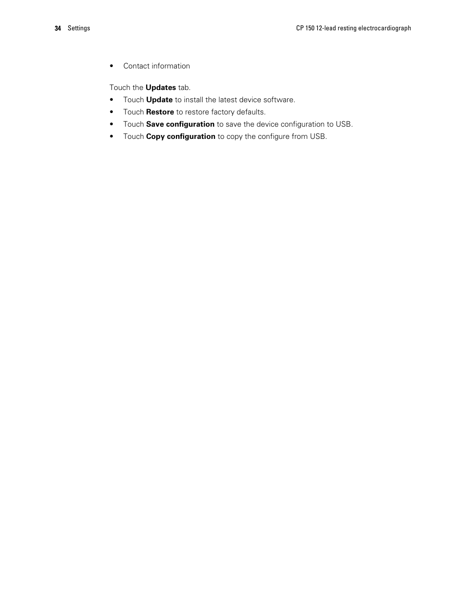 Welch Allyn CP 150 12-lead resting electrocardiograph v.2.00.XX - User Manual User Manual | Page 38 / 58
