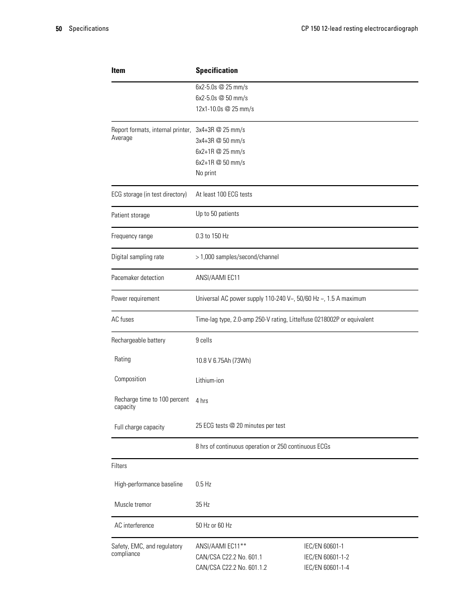 Welch Allyn CP 150 12-lead resting electrocardiograph v.2.00.XX - User Manual User Manual | Page 54 / 58